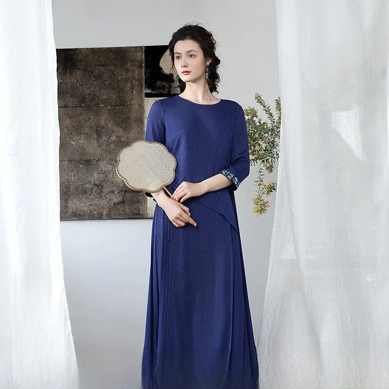 

a Life on the Left Retro Embroidered irt Women's Long Sve Double-Sided Wear New Spring Summer Polka Dot Blouse