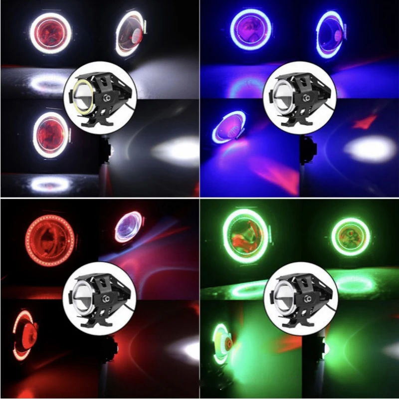 Motorcycle modification with super bright LED lights,external explosive flash front headlights,angel eye demon eye U7 spotlights view 3