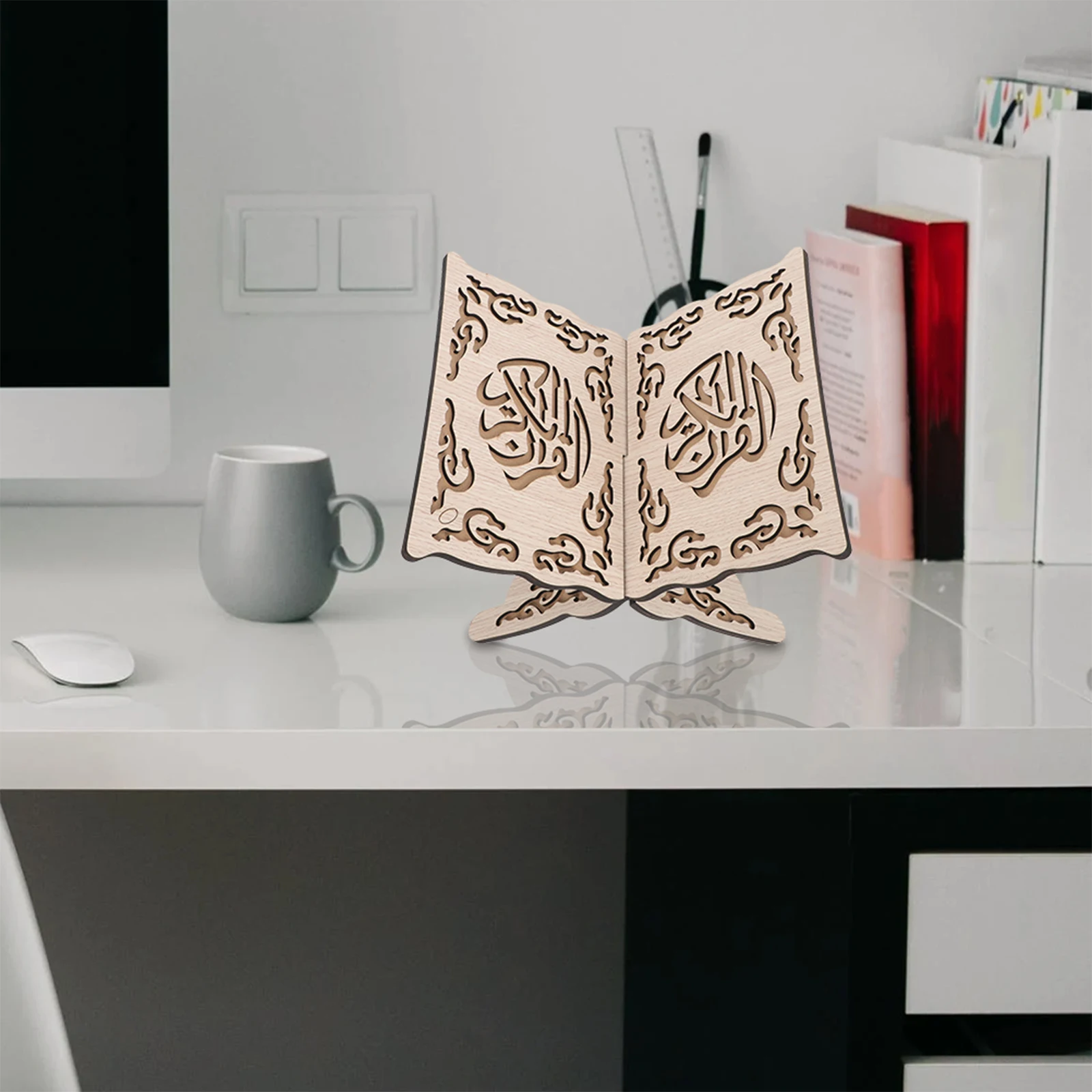 Wooden Chanting Bracket Multi functional Reading Rack Sacred Books Holder Bookshelf Detachable Desktop Storage