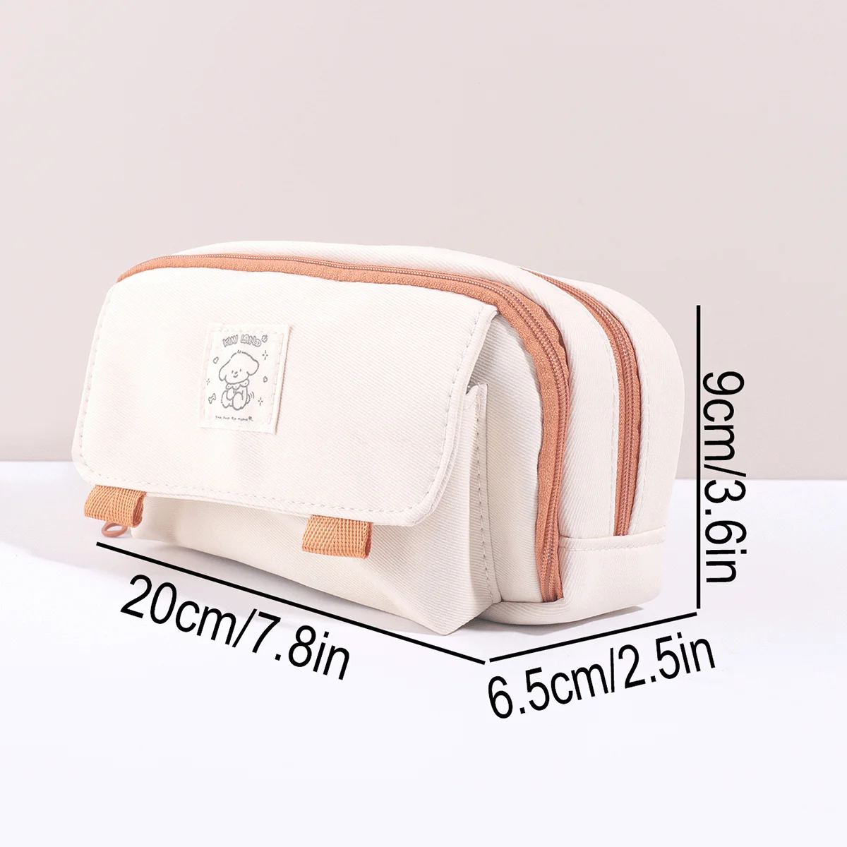 Cute Dog Pattern Pencil Case Large Capacity Double Zipper Stationery Organizer Pencil Pouch For Girls School Supplies Gift