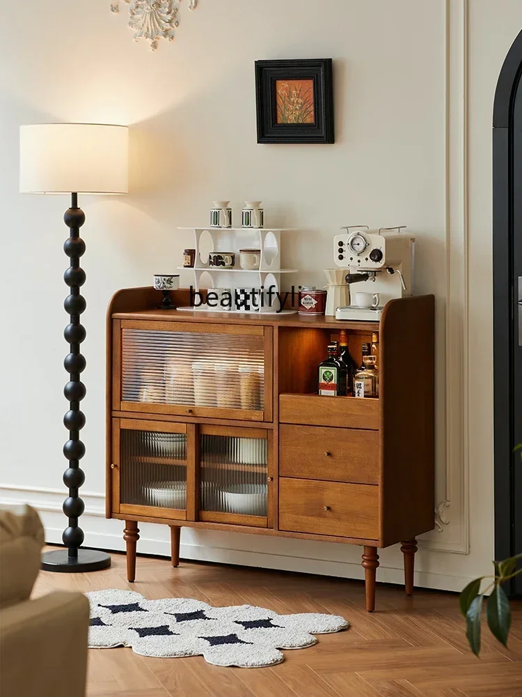 

TTT Solid wood French living room side cabinet household kitchen cabinet storage locker