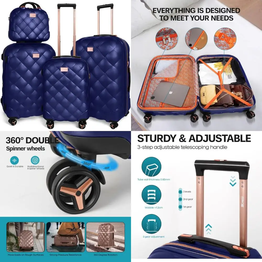 

compact 4-piece luggage set with lightweight, expandable hardshell cases for travel