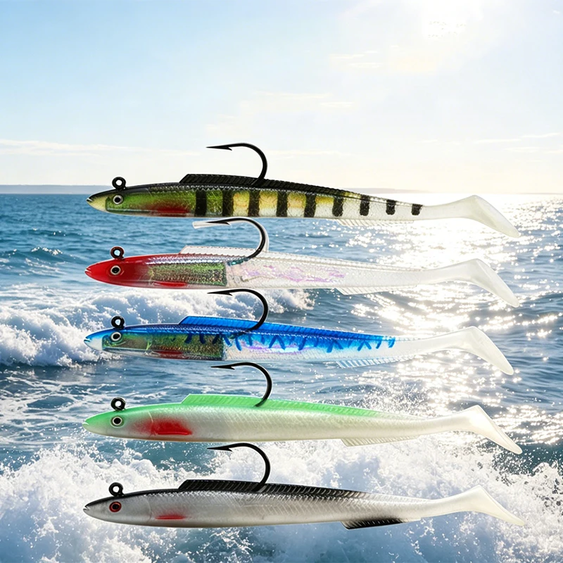 

Soft silicone fishing lure, 10g, 30g, artificial bait, Wobbler, for sea bass, swimbait, with jig head, fishing equipment, 15PCs