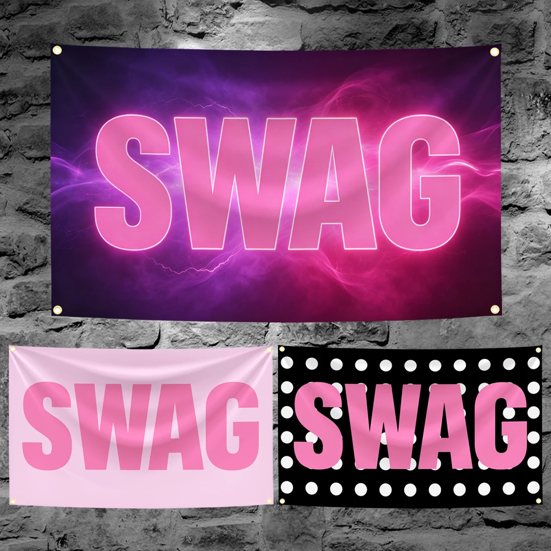 60x90cm 90x150cm 120x180cm Polka Dot SWAG Flag Bold Pink Letter Hanging for Bedroom Dorm Aesthetic Decor Trendy Wall Blanket