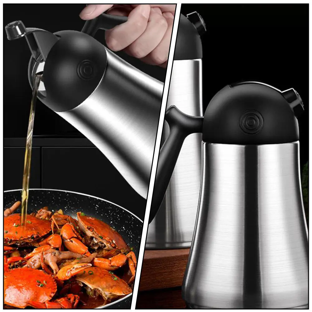 

1pc Stainless Steel Bottle 1000Ml Kitchen Oil Pot For Olive Oil Vinegar Soy Sauce Storage Grease Container Restaurant Bar Use