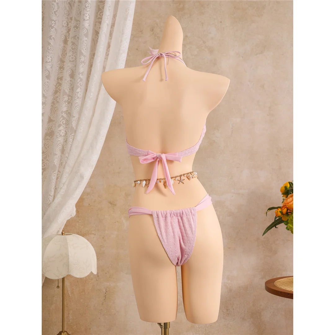 Mit Rock Metall Seestern Neckholder-Bikini Damen-Badebekleidung Dreiteiliges Bikini-Set Badeanzug Badebekleidung Schwimmen V8372 – Detail 8