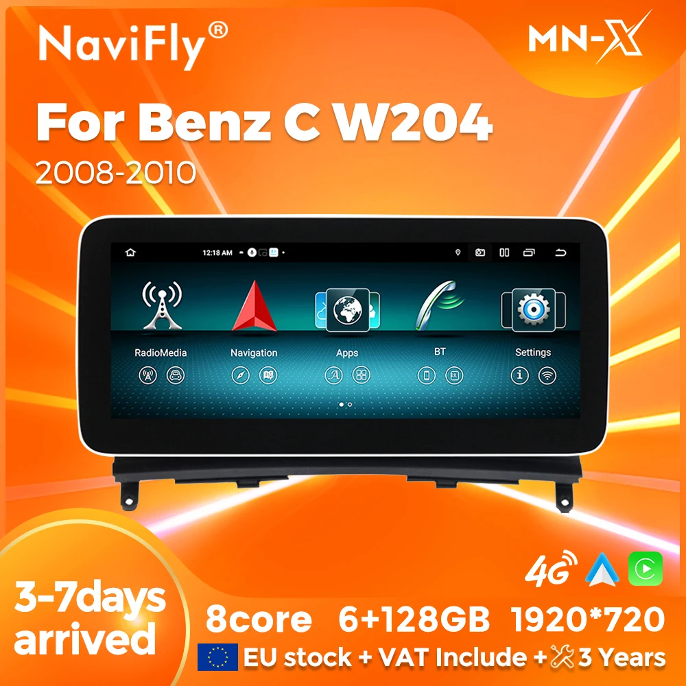 NaviFly For Mercedes-Benz C-Class W204 2007-2010 NTG 4.0 Wireless CarPlay Android 13 Auto HD Multimedia Player GPS Auto Radio