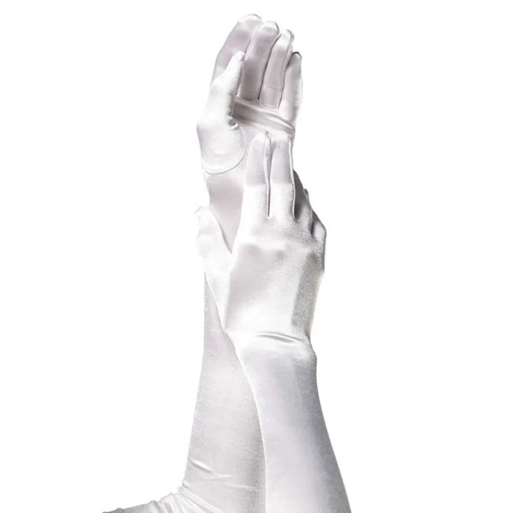 قفازات طويلة لأداء المسرح للنساء ، قفازات بخمسة أصابع ، أنيقة ، حماية من الشمس ، تأثيري ، ناعم ، صلب ، زفاف ، زفاف