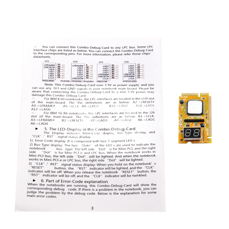 Multifunction 3 In1 Diagnostic Card Expert Mini PCI PCI-E LPC PC Laptop Analyzer Tester Diagnostic Post Test Card