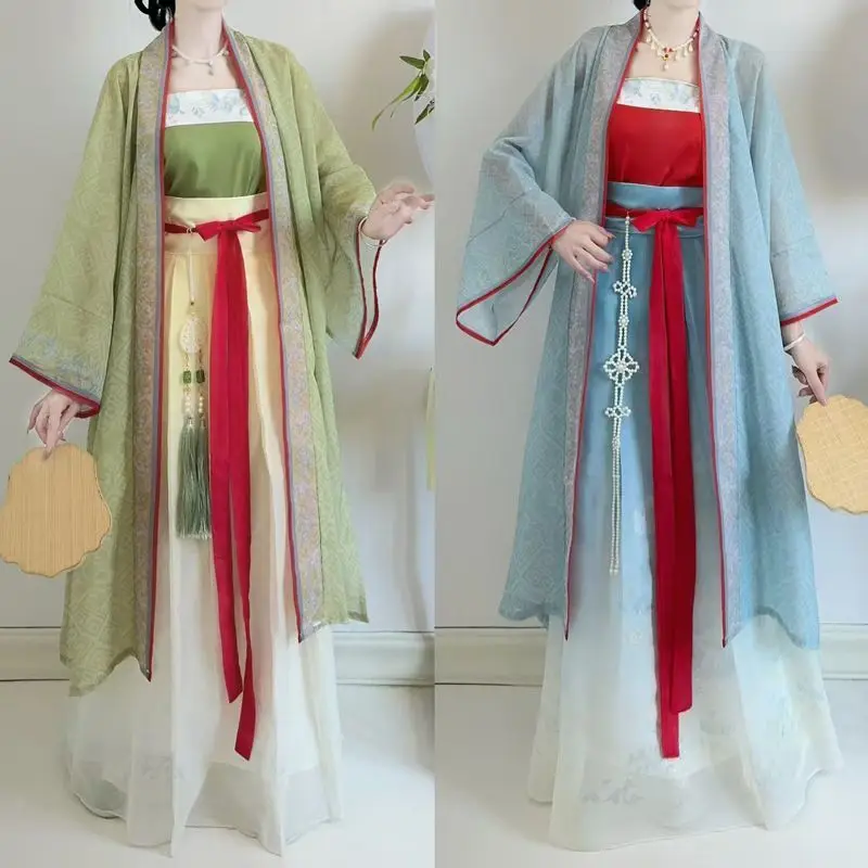 

‌Song Dynasty Hanfu Set - Women's Cross-Collar Ruqun + High-Waist Skirt Chinese Daily Wear Han Fu for Woman