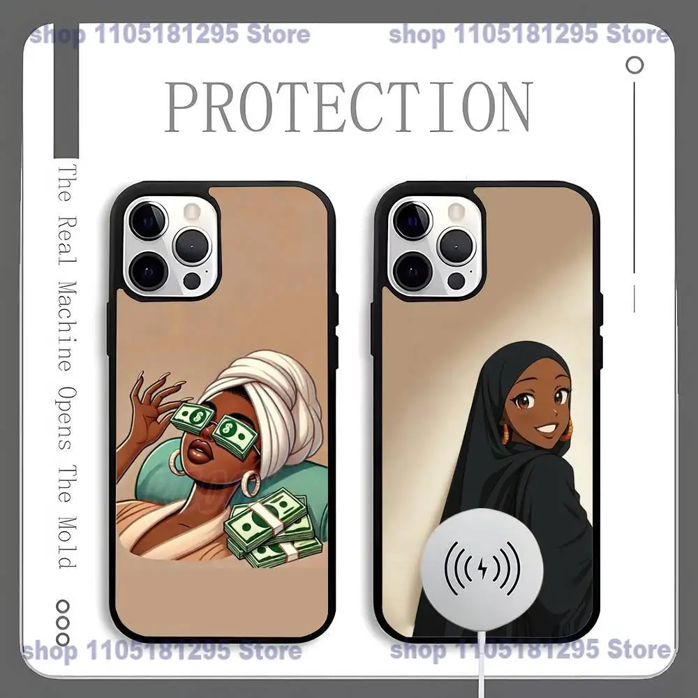 

Black Girl A-Afro Phone Case For iPhone 17,16,15,14,13,12,11,Pro,Max,Plus,Mini,SE4,E Magnetic Magsafe Wireless Charging