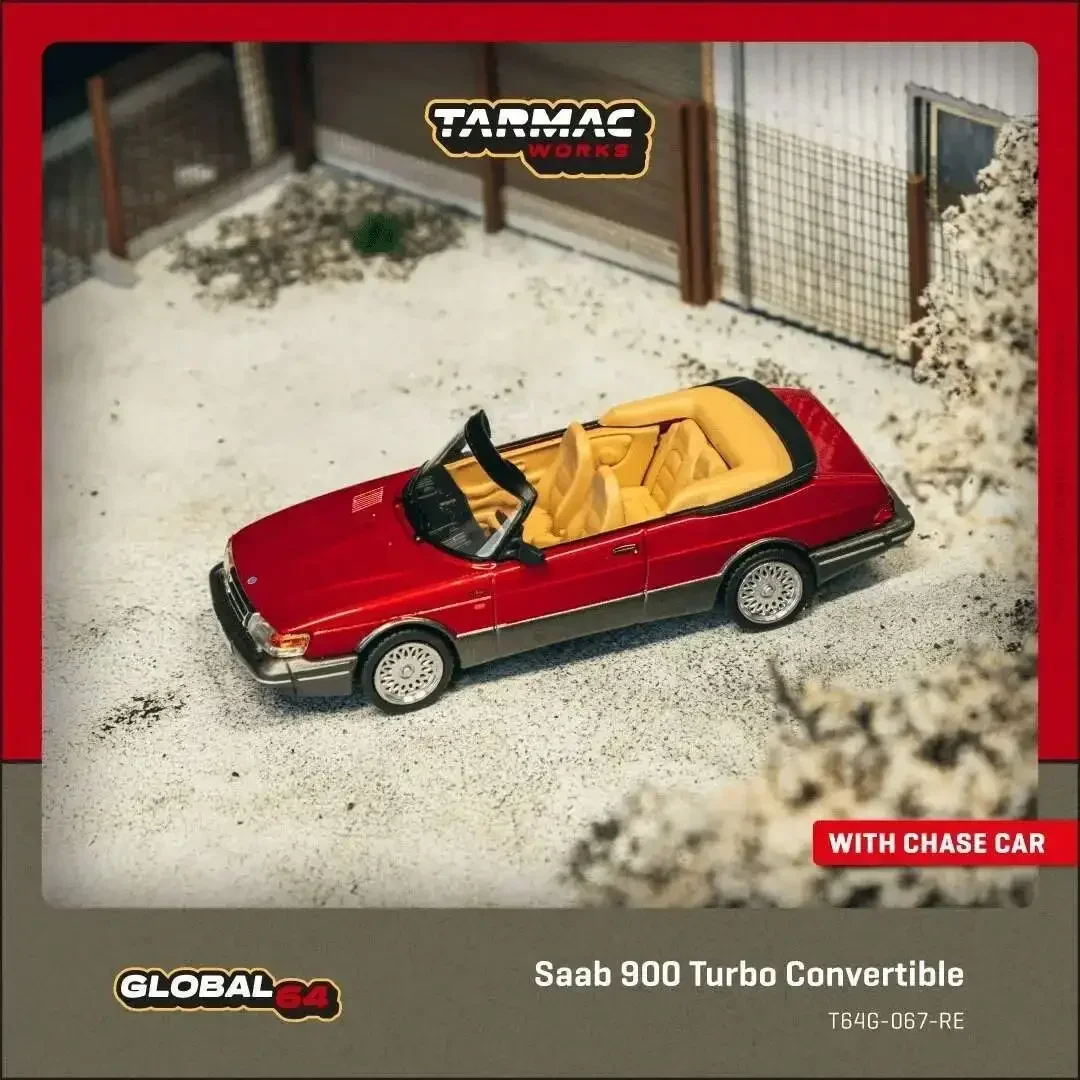 TW متوفر 1:64 Saab 900 Turbo Convertible Red Diecast نموذج سيارة مجموعة ألعاب Tarmac Works