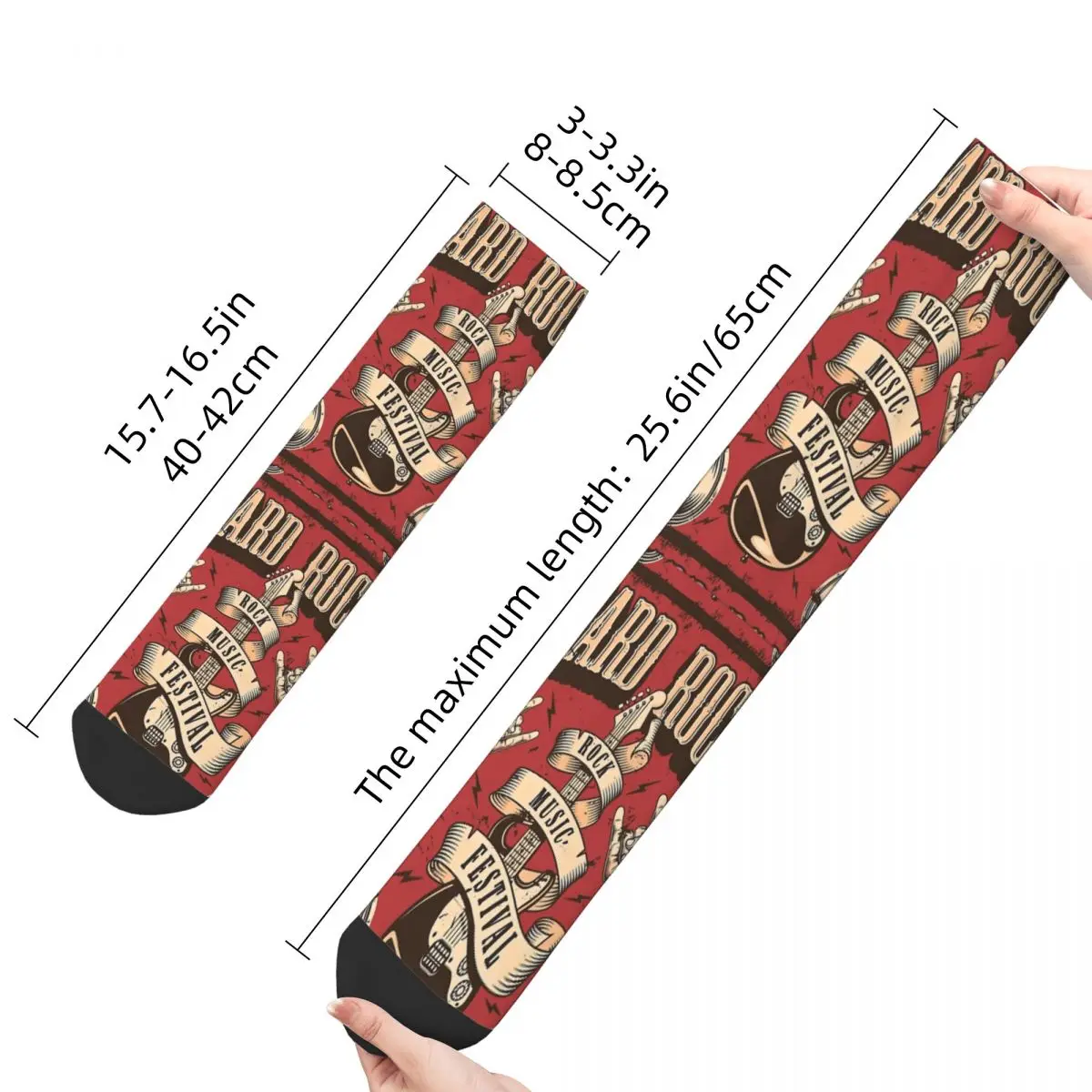 Funny Crazy Sock for Men Retro Skull Hard Rock Music Festival Hip Hop Vintage Rock N Roll Printed Boys Crew Sock Casual Gift