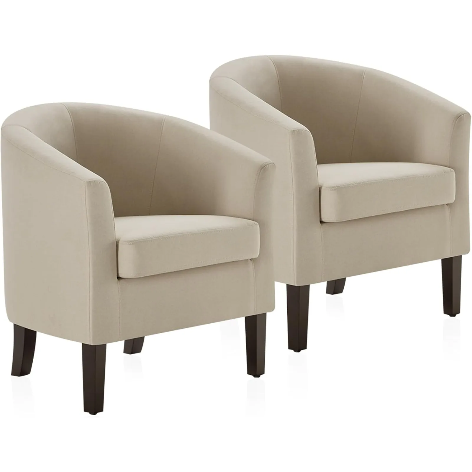 US Living Room Chairs Set of 2, Linen Round Accent Barrel Chairs, Club Tub Sofa Chairs for Bedroom, Corner Chairs with