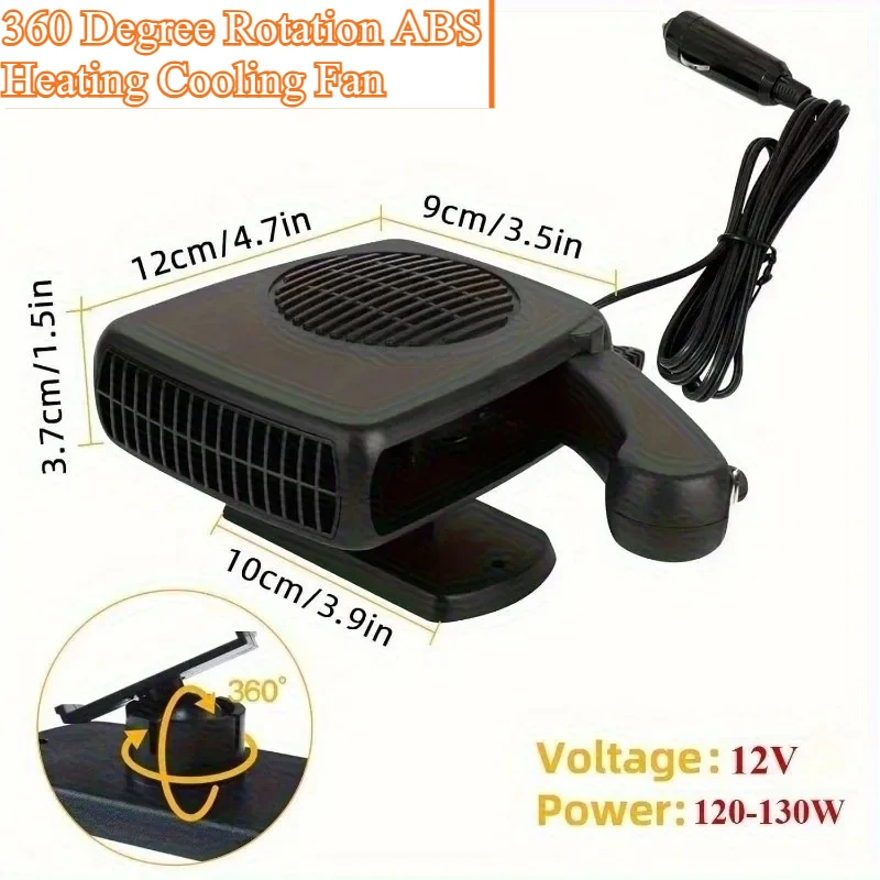 

NEW 12V Portable Auto Car Heater Defroster Demister Electric Heater Windshield 360 Degree Rotation ABS Heating Cooling Fan