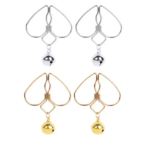 1 Pair Adjustable Heart Nipple Clamps with Tassel Non-Piercing Body Jewelry for Women And Couples Sex Toy Accessory