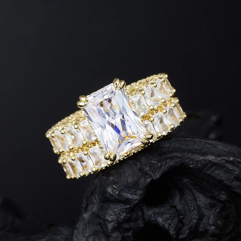 

Moissanite Bridal Rings Set For Women D Color VVS1 Princess Cut Sterling Silver 925 Engagement Ring Gold Plated Luxury Jewelry