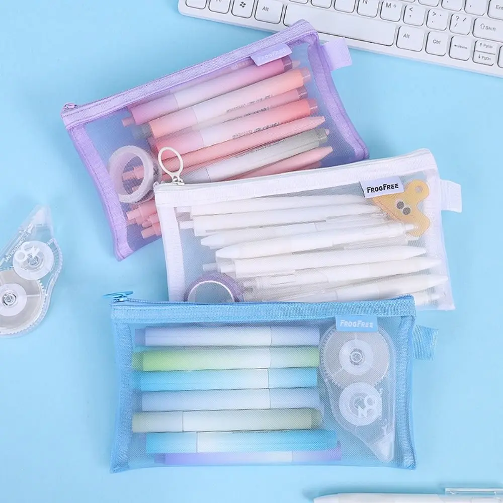 Ins Net Pen Bag High Appearance Level Korean Version Pencil Bag Large Capacity Multifunction Stationery Storage Bag Student