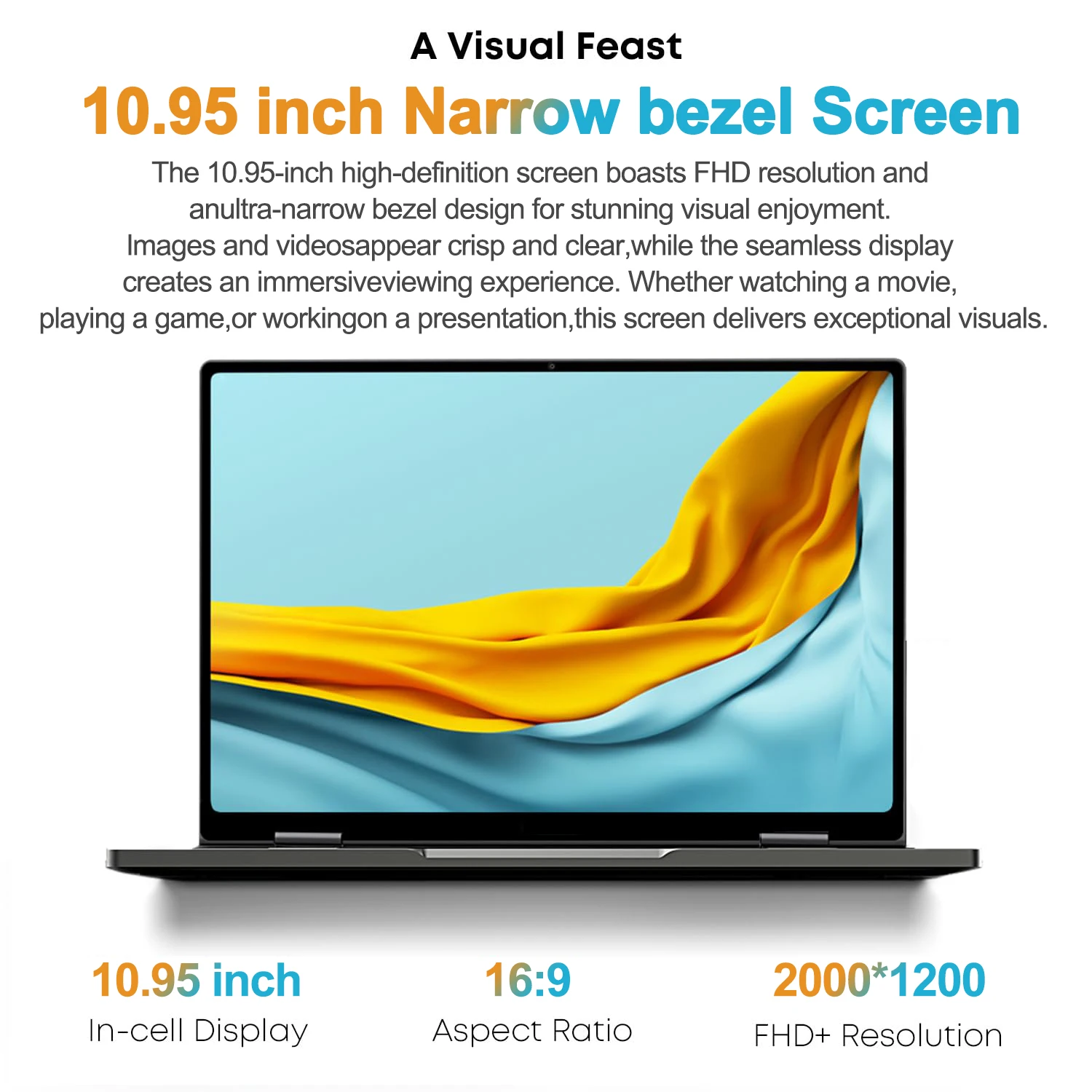 Ordinateur portable à écran tactile 2 en 1, ordinateur portable à rabat 10.95 °, Intel Celeron N95, Windows 11, 16 Go DDR5, 2 To SSD, ordinateur portable en alliage d'aluminium, 360 pouces