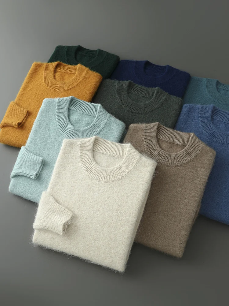 Plus Size Mink Cashmere O-Neck Sweater Autumn Winter