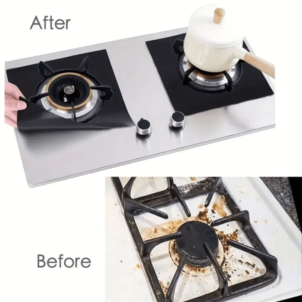 

Black Gas Stove Protection Pad Kitchen Anti Dirt Non Stick Pad Reusable Stove Surface Scratch Protection Cleaning Pad