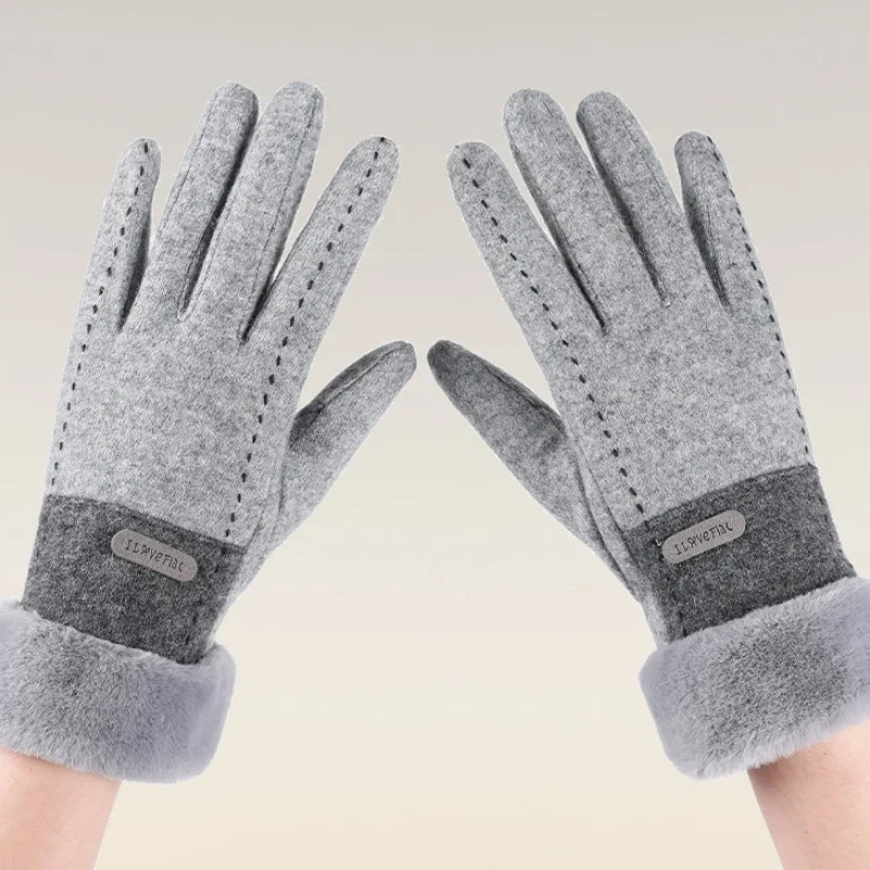 

Autumn Winter Windproof Thermal Cycling Gloves Thick Cashmere Warm Gloves Women Fashion Full Finger Touch Screen Gloves 2024