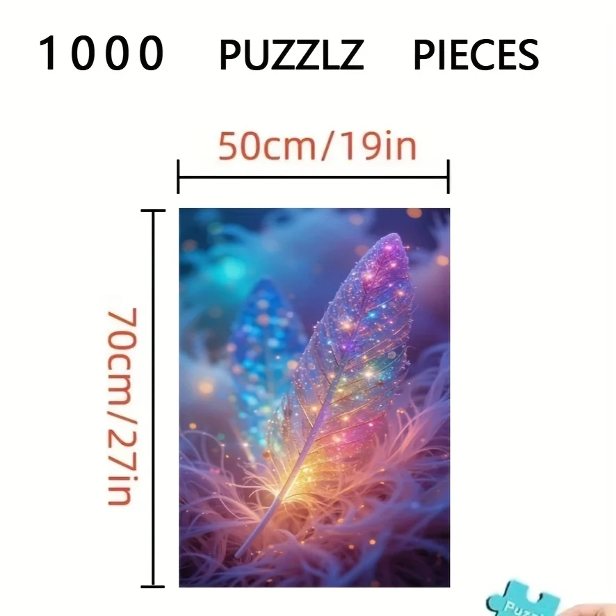1000pcs Glow-in-the-Dark Puzzle with UV Glow Feathers & Starry Night Design - Thickened Edges Jigsaw for Adults, Teens, Partie