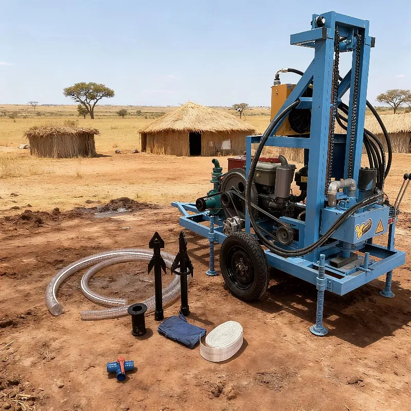 Wholesale Rotary Power Head 150m 200m Water Well Drilling Rig With Mud Pump Self Drive Mini Water Well Borehole Drill Machine