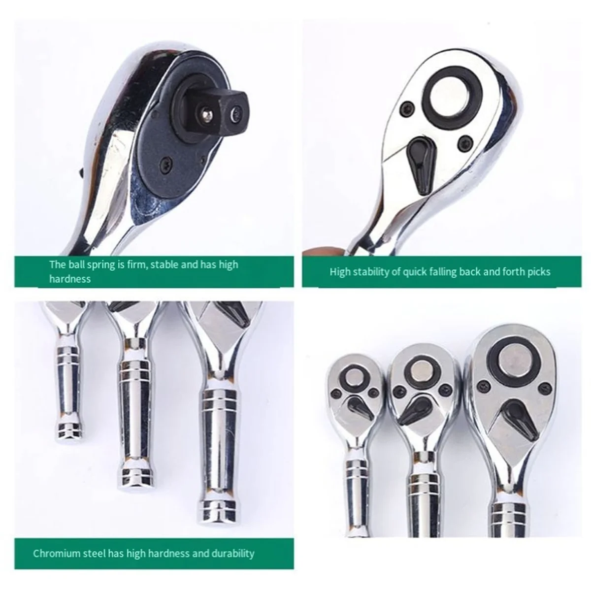 1/4Inch Quick Socket Ratchet Wrench Two-Way Short Handle 72 Teeth Spanner Mini Automotive Hand Repair Tools