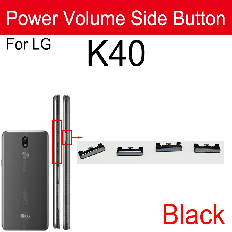 Botones de volumen de encendido y apagado para LG K20 K22 K40 K41S K50 K51 tecla lateral de alimentación de volumen piezas de repuesto de botones