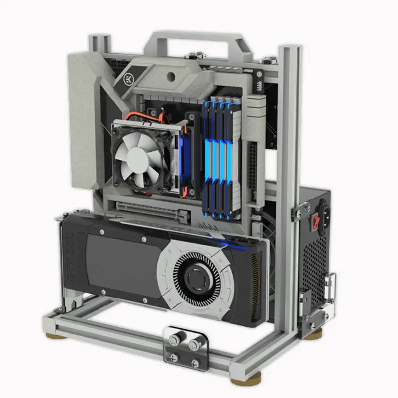 Open Frame PC Case Vertical Transparent Mini ITX MATX X99 EATX Water Cooling Platform