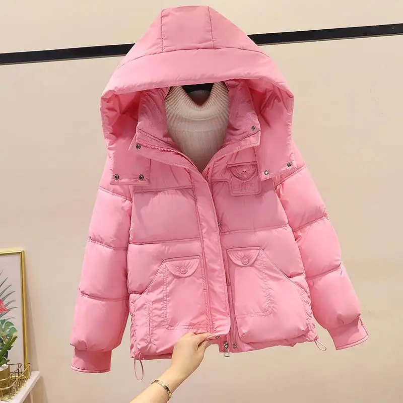 

Женская утепленная хлопковая куртка с отстегивающимся капюшоном, свободного кроя, с длинными рукавами, в корейском стиле, новинка зимы