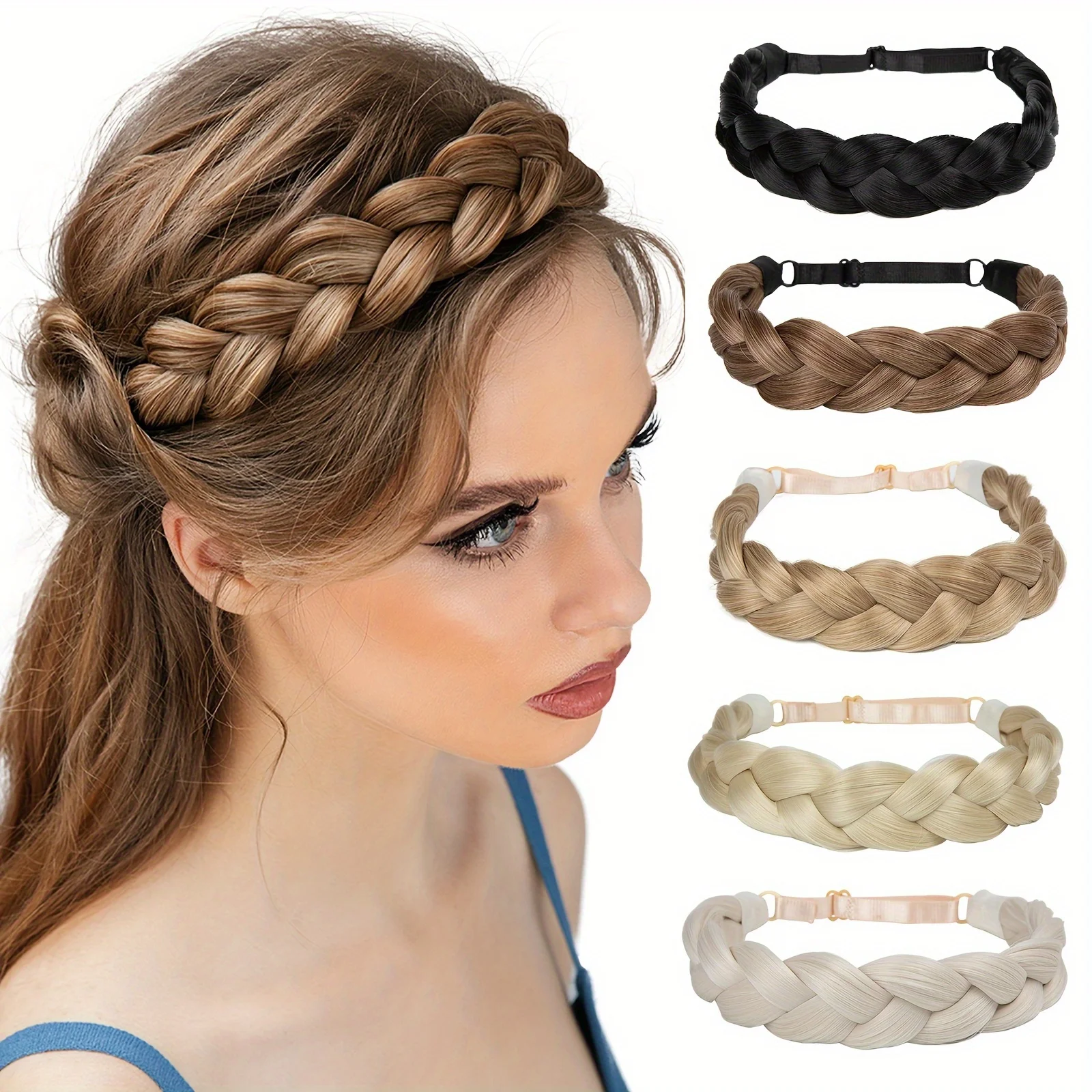 

Adjustable Handmade Braided Headband - Natural Fiber High Temperature Headwear for Women