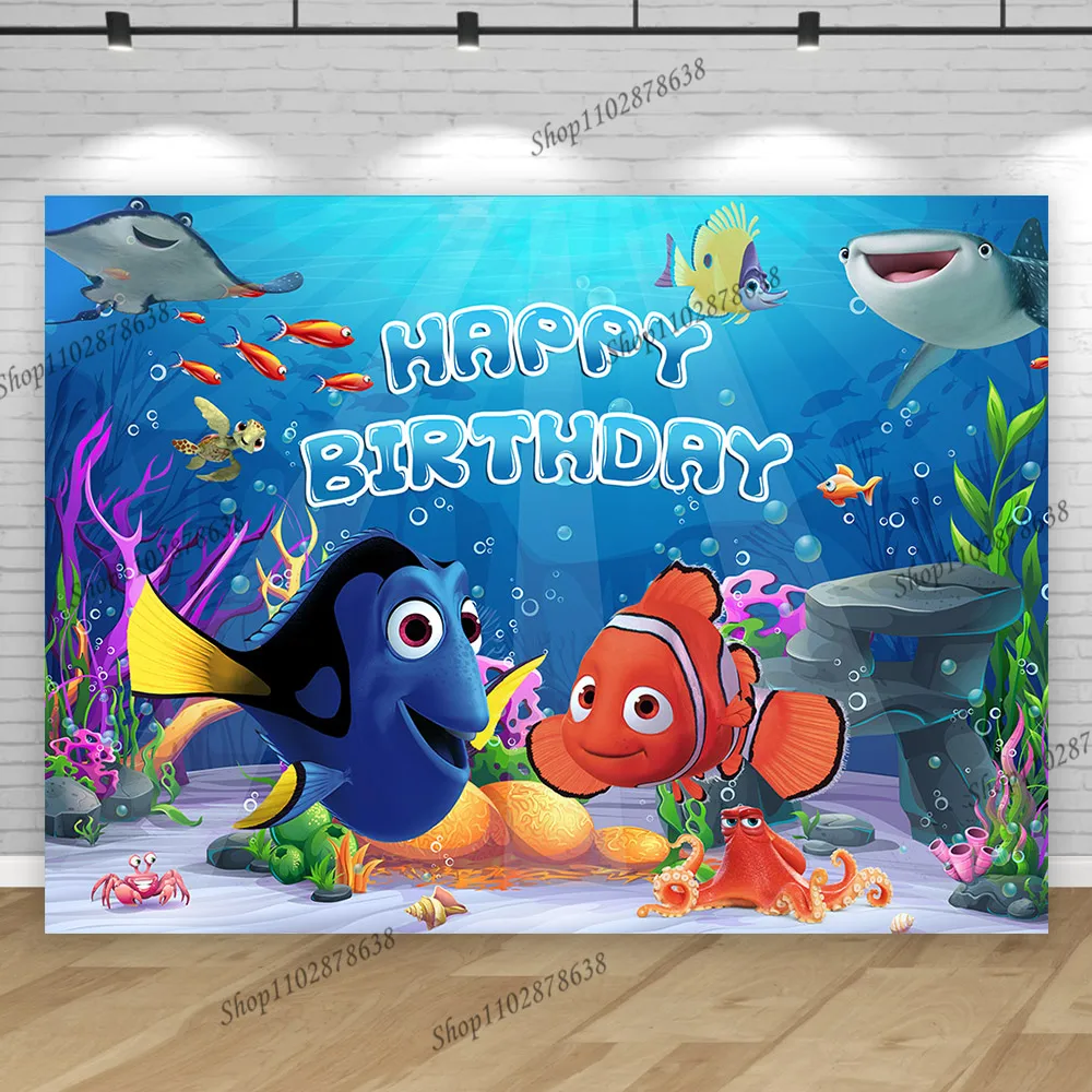 Finding Nemo Little Backdrop Party Decoration Children Boy Birthday Photography Background Dory Marlin Ocean Adventure Banner