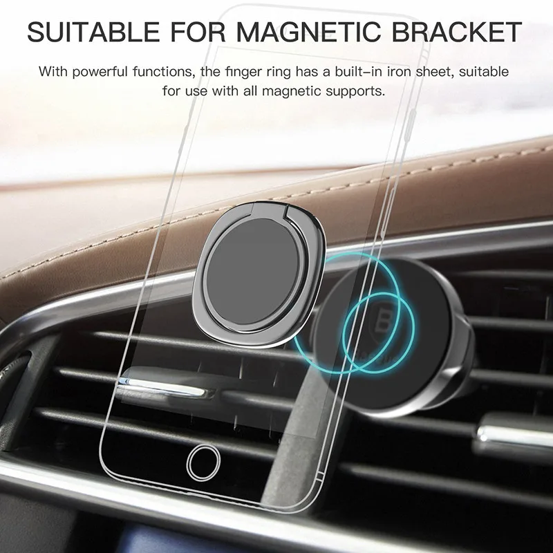 Universal Mobile Phone Finger Ring Holder Stand Grip 360 Degree Rotatable Car Magnetic Mount Phone Back Sticker Pad Bracket