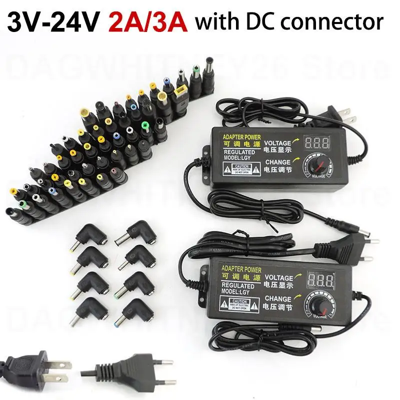 Adjustable Universal AC 110V 220V To DC 3v-24v 2A 48W 72w Power Supply charger Adapter 8pin 10pin 34pin DC connector