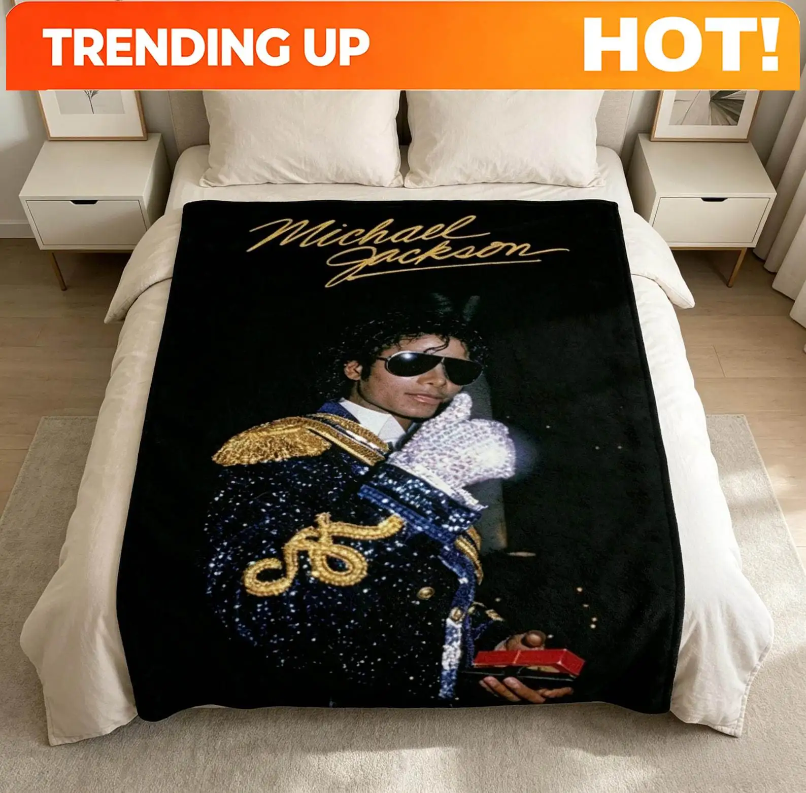 Customize Michael Jackson Thriller Art Blanket Soft Throw Movie Poster Fan Memorabilia Throw