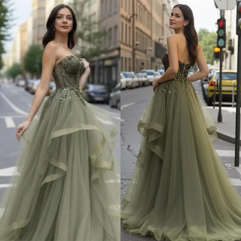 

Customized Elegant Strapless Evening Dress and Exquisite Organza Special Occasion Gowns and Delicate Sleeveless Prom Dresses