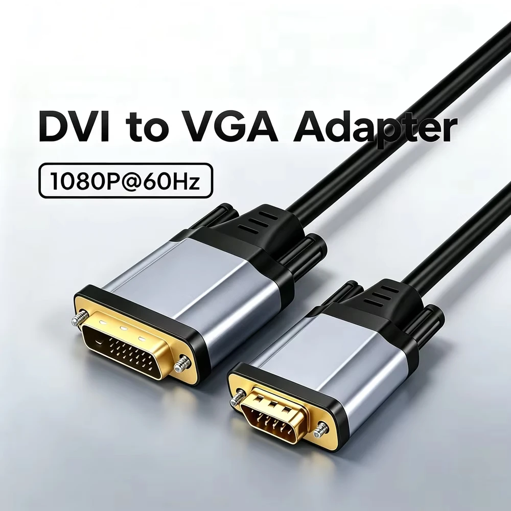 DVI to VGA Cable DVI-D 24+1 to VGA Adapter Cable Male to Male Support 1080P Full HD for PC DVD HDTV Monitor