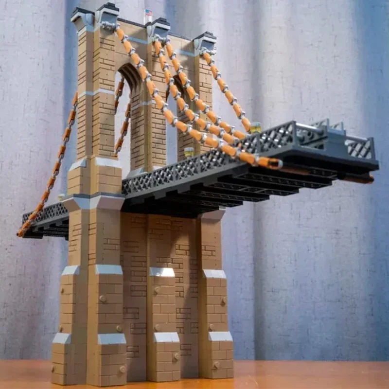 Cidade rua vista modelo moc tijolos de construção a ponte de brooklyn tecnologia blocos modulares presentes brinquedos natal diy conjuntos montagem