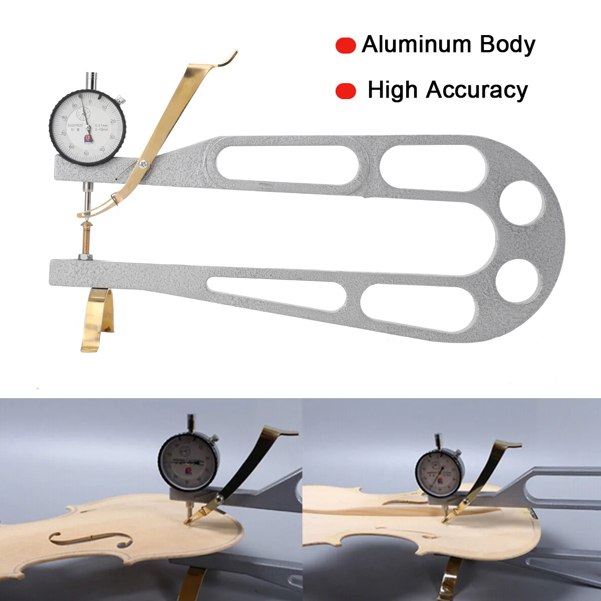 Violino/chitarra Rib Bending alluminio Bend riparazione laterale spessore misura quadrante strumenti per la produzione indicatore 0-10mm/0-0.39in