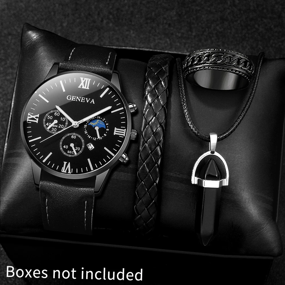 4pcs Men's Watch Set, Steady Fashion, Ideal Gift For Valentine's Day, Thanksgiving Day, New Year's Day, Birthday Party