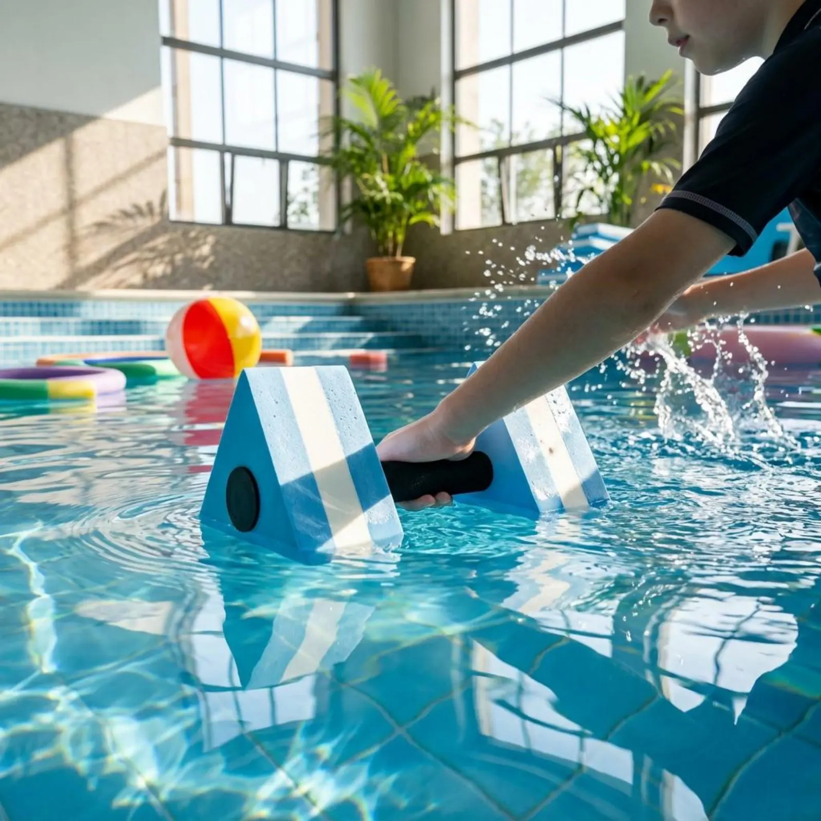 Triangle Water Dumbbell Easy to Grip EVA Water Dumbbell Lightweight Water Jogging for Children, Swimming Training Pool view 5