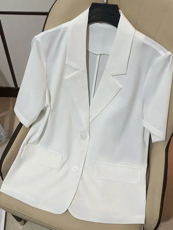 

Женский повседневный тонкий пиджак Slim Fit с коротким рукавом в корейском стиле, летняя новинка, омолаживающий эффект, укороченный, в западном стиле