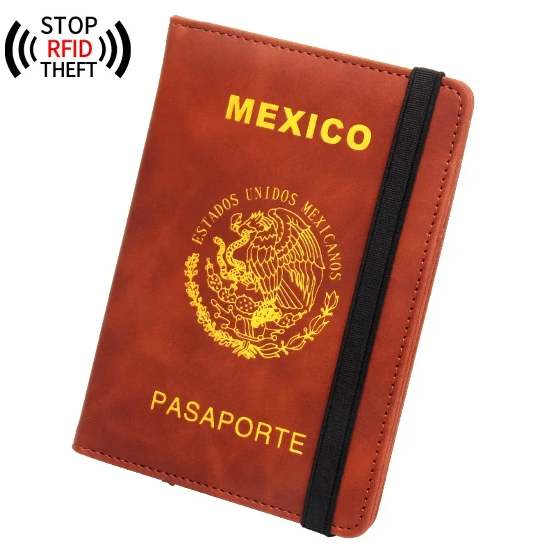 RFID Blocking Mexico Passport Cover PU Leather Estados Unidos Mexicanos Men Women Travel Document Protective Card Holder