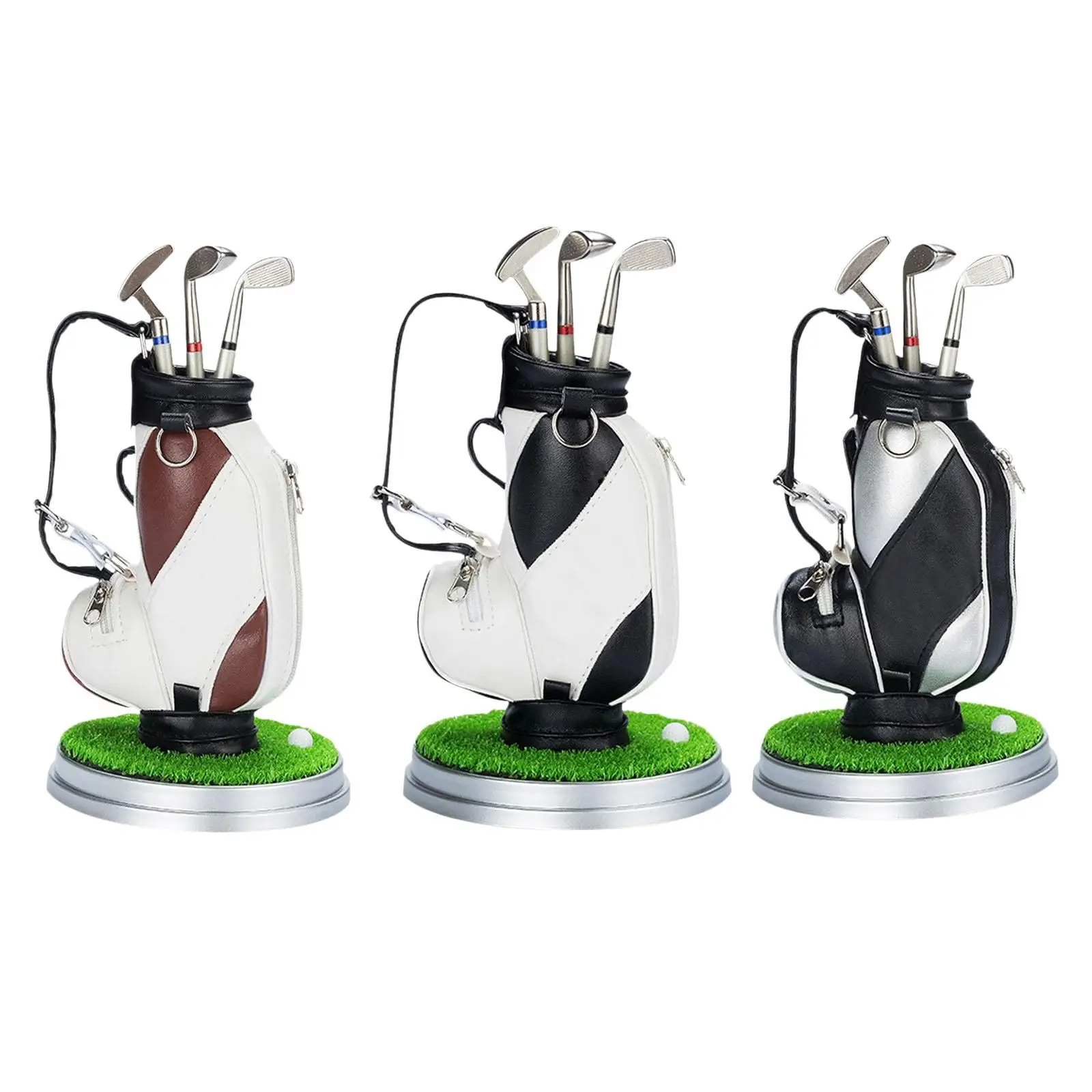 Golf Bag Pen Holder Mini Decoration Golf Bag Holder with Base Pencil Holder Event Souvenir Practical Novelty Golf Gifts for Men