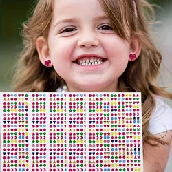 Sticky Earrings 3D Gems Stickers Glitter Crystal Sticker Earrings For Girls Nail Ear Ring Princess Makeup Toys Gift 2pcs