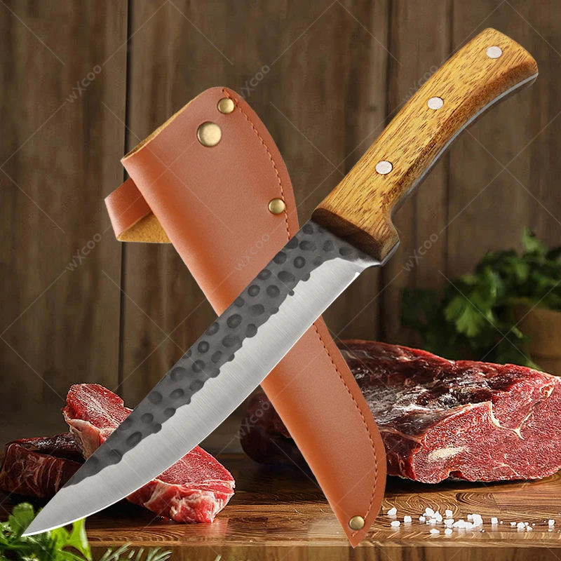 Professional Boning Knife Forged Hammered Cutting Slicing Chopper Stainless Steel Kitchen Knives Chef's Knife with Cover