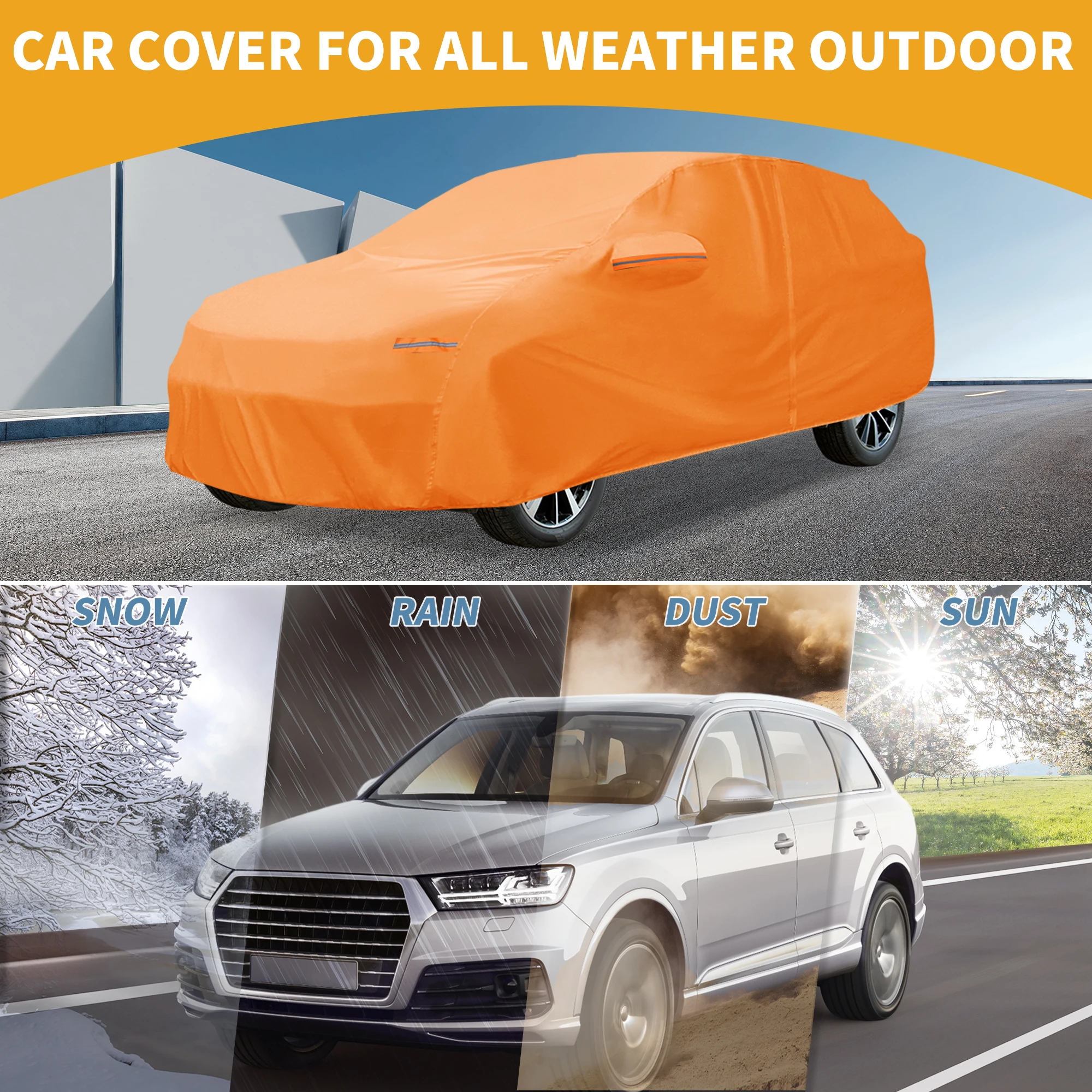 

Motoforti Car Cover All Weather for Lexus RX Orange 210D-PU with Left Zipper