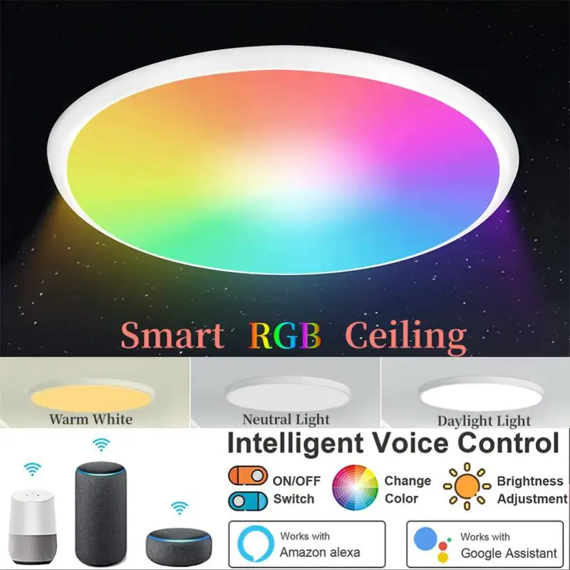 

AUBESS Tuya Smart LED Ceiling 30W 110V 220V RGB Dimmable LED Ceiling Smart Life APP Remote Control Lamp Support Alexa Google